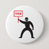 Vet Ja Teken Minimalistische Stick Figuur Protest Ronde Button 7,6 Cm (Voorkant)