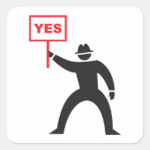 Vet Ja Teken Minimalistische Stick Figuur Protest Vierkante Sticker (Voorkant)