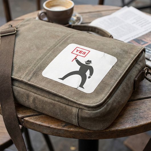 Vet Ja Teken Minimalistische Stick Figuur Protest Vierkante Sticker