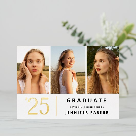 Vet Jaar 3 foto afstuderen Folie Uitnodiging (Staand Voorkant)