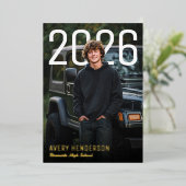 Vet Jaar Foto Afstuderen Folie Uitnodiging (Staand Voorkant)