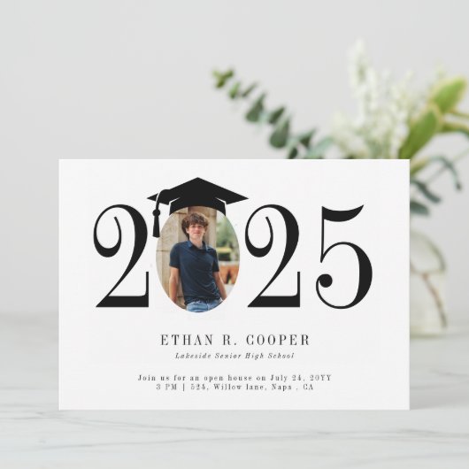 Vet Jaar Foto Modern Afstuderen Aankondiging (Staand voorkant)