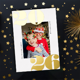 Vet jaar nieuwe feestdag Foto Gold Foil Card Folie Feestdagenkaart