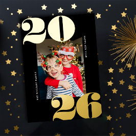 Vet jaar nieuwe feestdag Foto Gold Foil Card Folie Feestdagenkaart