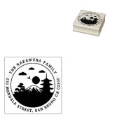 Vet Japans landschap Naam Terugkeeradres Rubberstempel (Gestempeld)