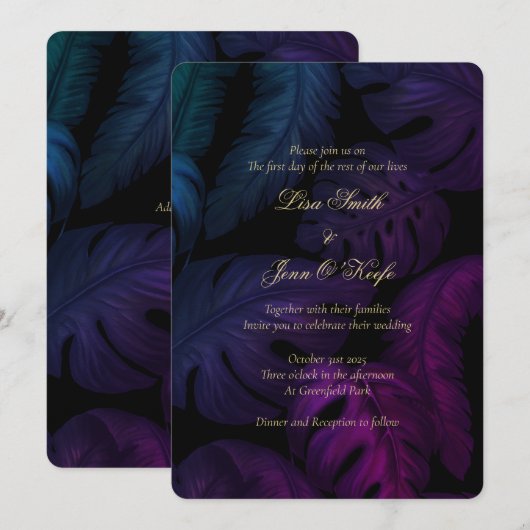 Vet Jewel Waterverf Tropische bruiloft uitnodiging (Voorkant / Achterkant)