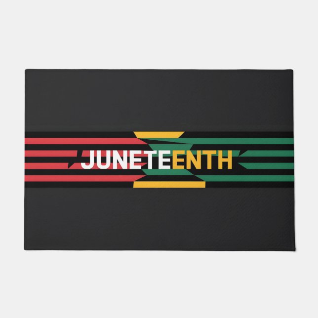 Vet Juneteenth Graphic Rood, Geel & Groen Strip Deurmat (Voorkant)