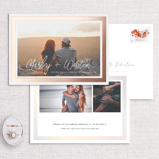 Vet Kader Handgeschreven namen Foto opslaan Datum Folie Uitnodiging