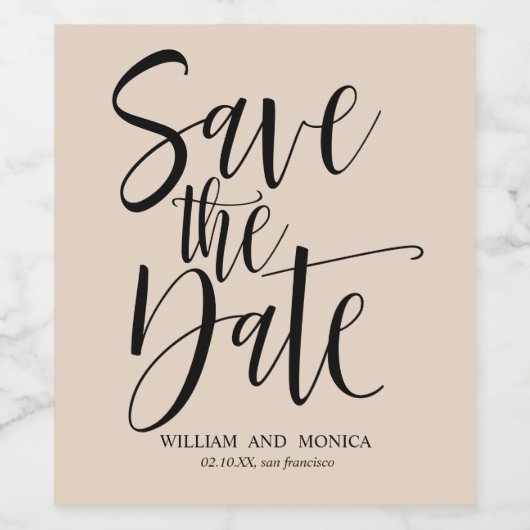 Vet Kalligrafie Eggshell zwart bewaar de datum Wijn Etiket (Enkel label)