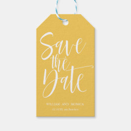 Vet kalligrafie | Mosterd modern om de datum op te Cadeaulabel