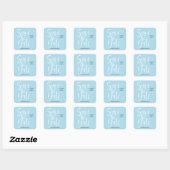 Vet kalligrafie | White Blue modern bruiloft Vierkante Sticker (Vel)