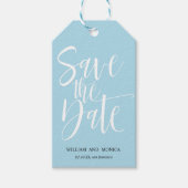 Vet Kalligrafie Wit AZURE BRUILOFT MODERN Cadeaulabel (Voorkant)