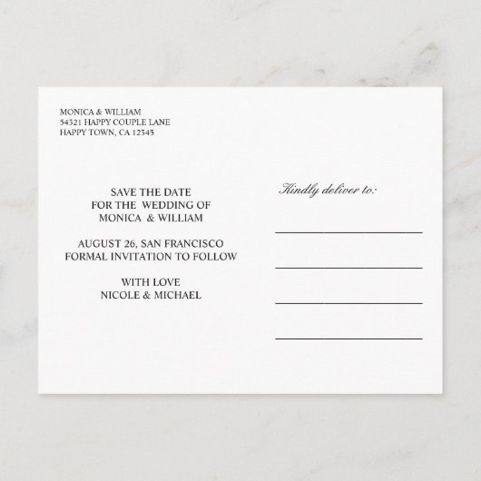 Vet kalligrafie | Witte mosterd moderne bruiloft Aankondigingskaart (Achterkant)