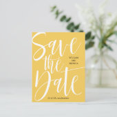 Vet kalligrafie | Witte mosterd moderne bruiloft Aankondigingskaart (Staand voorkant)