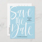 Vet kalligrafie | Witte zure moderne bruiloft Aankondigingskaart (Voorkant / Achterkant)