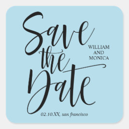 Vet kalligrafie | Zwarte Blauwe moderne bruiloft Vierkante Sticker