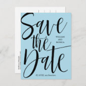 Vet kalligrafie | Zwarte zure moderne bruiloft Aankondigingskaart (Voorkant / Achterkant)