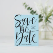 Vet kalligrafie | Zwarte zure moderne bruiloft Aankondigingskaart (Staand voorkant)