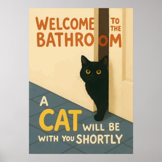 Vet Kat Badkamer Bord – Grappige Kat Badkamer Poster (Voorkant)