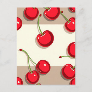 Vet Kersenpatroon Retro Zomer Vibes Briefkaart