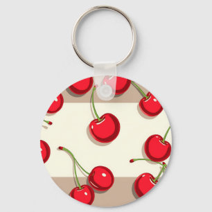 Vet Kersenpatroon Retro Zomer Vibes Sleutelhanger