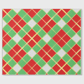 Vet kerstcadeautje Red Green Gold & White Cadeaupapier (Vlak)