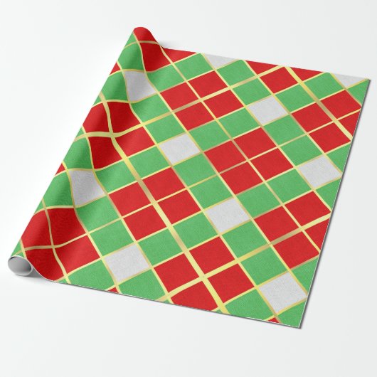 Vet kerstcadeautje Red Green Gold & White Cadeaupapier (Uitgerold)