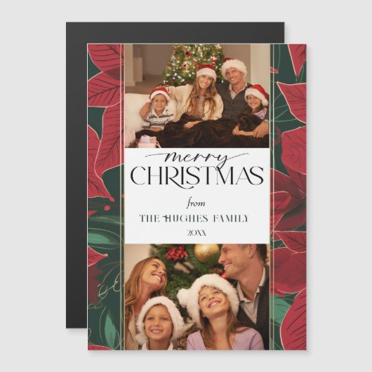 Vet Kerstmis Poinsettia Botanical 2-foto (Voorkant / Achterkant)