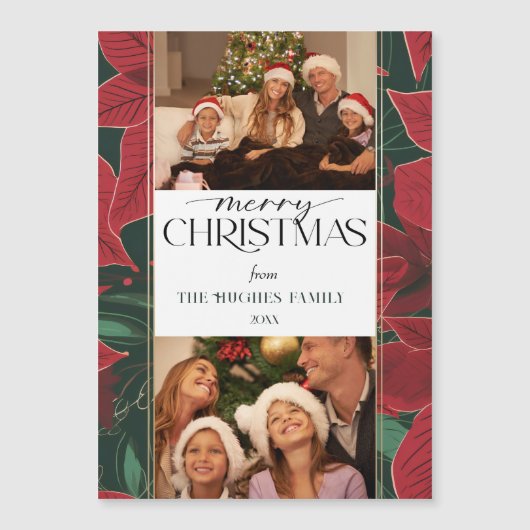 Vet Kerstmis Poinsettia Botanical 2-foto (Voorkant)