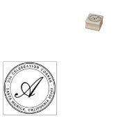 Vet Klassiek Script Monogram Rond Retouradres Rubberstempel (Gestempeld)