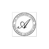 Vet Klassiek Script Monogram Rond Retouradres Rubberstempel (Afrduk)