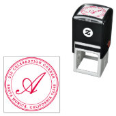 Vet Klassiek Script Monogram Rond Retouradres Zelfinktende Stempel (In situ)