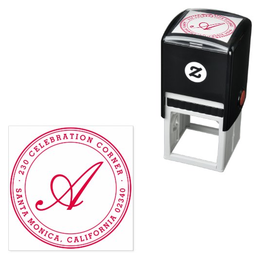 Vet Klassiek Script Monogram Rond Retouradres Zelfinktende Stempel (In situ)