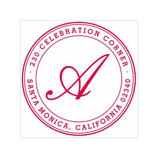 Vet Klassiek Script Monogram Rond Retouradres Zelfinktende Stempel (Design)