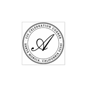 Vet Klassiek script monogram Ronde Return-adres Rubberstempel