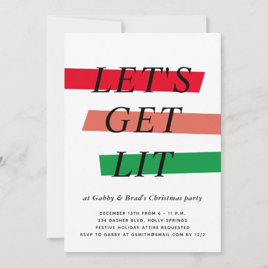 Vet Kleur Hoogtepunten Kerstmis Party Uitnodiging (Voorkant)
