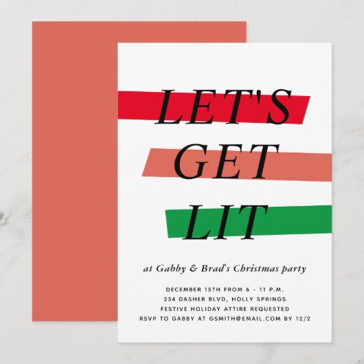 Vet Kleur Hoogtepunten Kerstmis Party Uitnodiging (Voorkant / Achterkant)