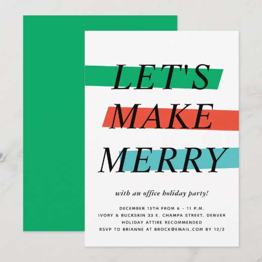 Vet Kleur Hoogtepunten Vakantie Party Uitnodiging (Voorkant / Achterkant)