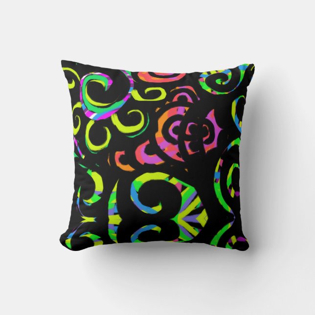 Vet Kleur Swirl Modern Sierkussen (Voorkant)