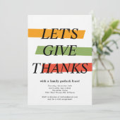 Vet Kleur Thanksgiving Party Invitation Kaart (Staand voorkant)