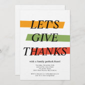 Vet Kleur Thanksgiving Party Invitation Kaart (Voorkant / Achterkant)