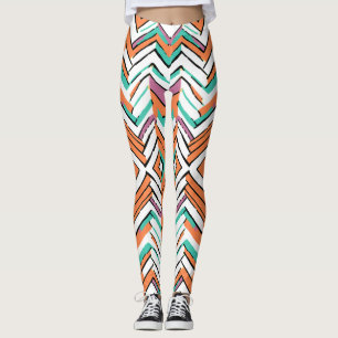 Vet Kleur Visgraat Chevron patroon Leggings