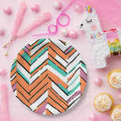 Vet Kleur Visgraat Chevron patroon Papieren Bordje (Feest)