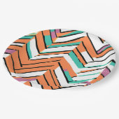 Vet Kleur Visgraat Chevron patroon Papieren Bordje (Gekanteld)