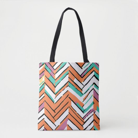 Vet Kleur Visgraat Chevron patroon Tote Bag (Voorkant)