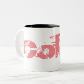 Vet kleurenbeschermtekstontwerp tweekleurige koffiemok (Voorkant links)