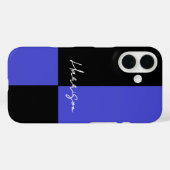 Vet Kleurenblok Blauw en Zwart Gepersonaliseerd Case-Mate iPhone Case (Achterkant (horizontaal))