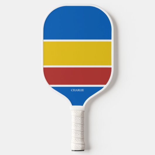 Vet kleurenblok Stripes Aangepaste tekstnaam Pickleball Paddle (Voorkant)