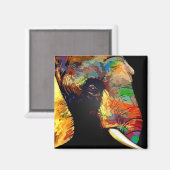 Vet kleurig olifant hoofdportret magneet (Voorkant / Achterkant)