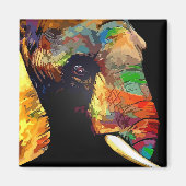 Vet kleurig olifant hoofdportret magneet (Voorkant)